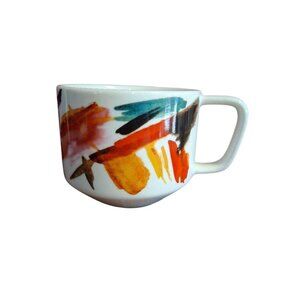 Starbucks Ceramic Mug 12 Oz Abstract Brushstroke Design White With Multicolor Ha